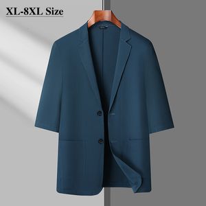 Costumes pour hommes Blazers été minces hommes blazers décontractés mode couleur unie demi manches robe élastique affaires veste décontractée grande taille 6XL 7XL 8XL 230804