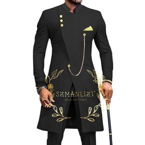 Costumes pour hommes Blazers SZMANLIZI Conception Africaine Slim Fit Hommes Costumes Pour Mariage Marié Tuxedos Costumes Noirs Homme Prom Party Blazer Pantalon 230804