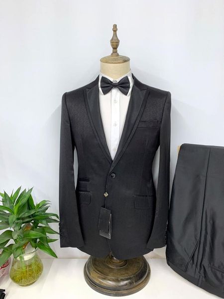 Costumes pour hommes Blazers sur mesure noir mariage pour hommes Slim Fit revers pointu marié fête affaires décontracté homme manteau Blazer veste pantalon