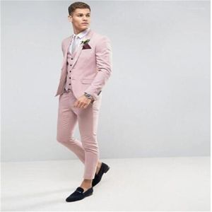 Herenpakken Blazers Op Maat Gemaakt Roze Mannen Bruiloft Slim Fit Bruidegom Prom Party Blazer Mannelijke Tuxedo Jas Broek Vest kostuum Mar228v