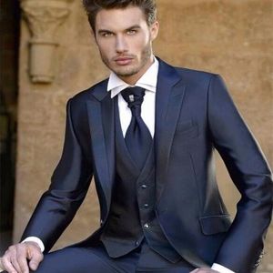 Herenpakken Blazers Tailor gemaakt pak klassieke marineblauw mannen met een enkele borsten Men Wedding Suits 3 stuksjacketpantvesttraje de novio para boda 220909