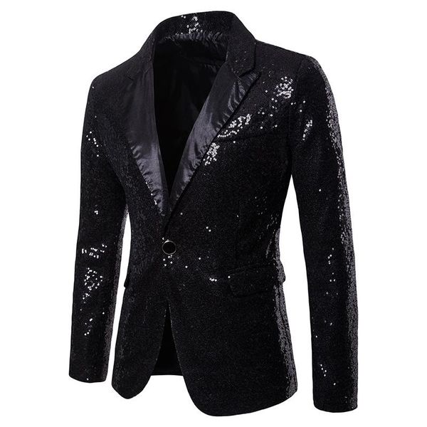 Costumes pour hommes Blazers Tang 2023 Hommes Black Velvet Gold Costume à paillettes Veste DJ Club Stage Party Vêtements de mariage Paillettes Blazer Designs Plus S