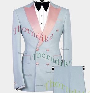 Costumes pour hommes Blazers Thorndike 2023 Bleu clair Slim Fit Derniers hommes Costume Été Loisirs Mariage Tuxedo 2 pièces Prom Business Blazer