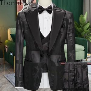 Herenpakken Blazers Thorndike 3 PCS Set Blazers Jacket broek Vest / Fashion Men's Casual Boutique Slim Business Bready Wedding Suits 230130