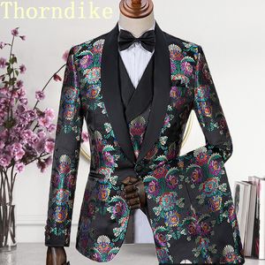 Costumes pour hommes Blazers Thorndike Handsome Black Jacquard Dinner Custom Made Tuxedo for Formal For Men Jacket Vest Pants 230609