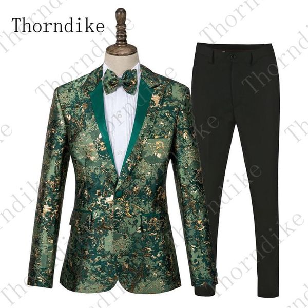 Costumes pour hommes Blazers Thorndike hommes avec un pantalon 2021 smoking italien à revers vert Camouflage formel mariage bal fête Ma246z