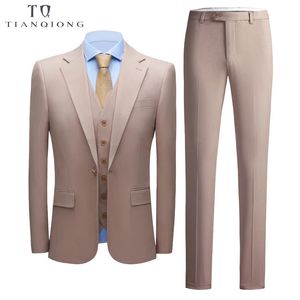 Costumes pour hommes Blazers TIAN QIONG Costume décontracté pour hommes de couleur unie robe de mariée pour hommes trois pièces ensemble grande taille vêtements de cérémonie pour hommes S-6XL 231101