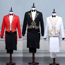 Costumes pour hommes Blazers Costume de smoking avec Costume de magicien de scène brodé de fleurs Ensembles de deux pièces