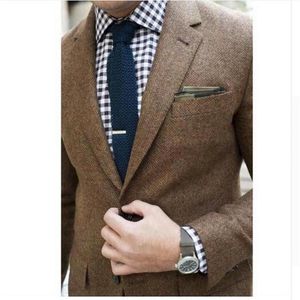 Costumes pour hommes Blazers Tweed veste sur mesure manteau marron sur mesure hommes manteau à chevrons manteaux Blazer Masculino chevrons Me240s