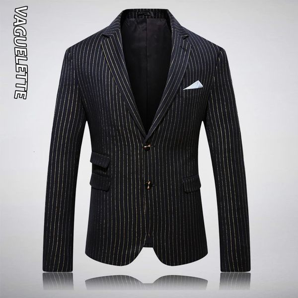 Costumes pour hommes Blazers Vaguelette noir doré rayé blazer pour hommes mode classique blazer hommes veste manteau pour mariage scène chanteurs porter m-5xl 231108