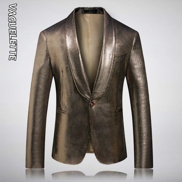 Costumes pour hommes Blazers VAGUELETTE Blazer doré brillant pour hommes mode doré bleu paillettes veste de smoking manteau pour chanteurs hommes mariage scène Blazer 5XL 231108