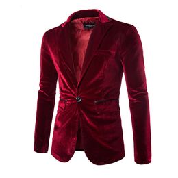 Herenpakken Blazers Velvet Dress Coat Mens Blazer Jacket Bruidegom Tuxedo Fashion Casual Suit Stage Wedding Business Kostuum Homme 2023 230222