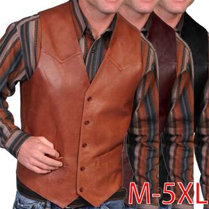 Costumes pour hommes Blazers Vintage Gilet en cuir sans manches Casual Stage Performance 230609