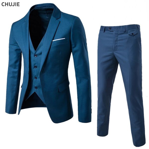 Costumes pour hommes Blazers Costumes de mariage pour hommes Blazers 3 pièces affaires de mariage 2 ensembles gilet pantalons manteaux formel luxe complet classique vestes 231113