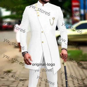 Costumes masculins Blazers Luxury blanc pour hommes Slim Fit Prom Party Wedding Groomsmen Groom Suit Tuxedo 2pcs Costume de mode Homme Blazer Pantalon 51DE