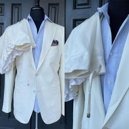 Herenpakken Blazers Witte mannen Pakken Zakelijke op maat gemaakte 2 stuks Blazer broek met enkele borsten mode Werk Draag formeel causaal dagelijkse kleermaker