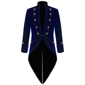 Herenpakken Blazers Heren Wholesale- Custom Made Mode Velvet Bule Swallow Tailed Coat Mannen Formele Party Prom Laatste Suit 202