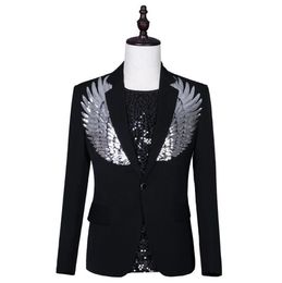 Costumes pour hommes Blazers Wing Paillettes Blazer Hommes Designs Veste Hommes Costumes de scène pour chanteurs Vêtements Dance Star Style Robe Punk Masculino H