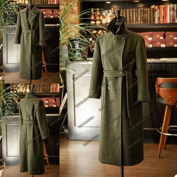 Trajes de hombre Blazers Invierno Tweed verde Chaquetas de traje de hombre grueso Mezclas de lana formales Longitud completa Overcaot Weddig Blazer Hecho a medida Tuxed