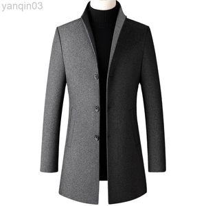 Trajes de hombre Blazers Abrigo de lana de invierno Hombres Cuello alto grueso Traje de mezcla de moda masculina Gabardina informal inteligente Tallas grandes Abrigo para hombre L220902