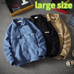 Costumes pour hommes Blazers Vestes en laine d'hiver Hommes Col rabattu Cargo Noir Mélanges Surdimensionné S-3XL Chaud Manteau à simple boutonnage Bf Rétro Multi-Sacs L220902