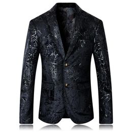 Costumes pour hommes Blazers YUSHU hommes 2021 arrivée Floral Blazer hommes mariage robe de bal grande taille 5XL noir costume Jacket336c