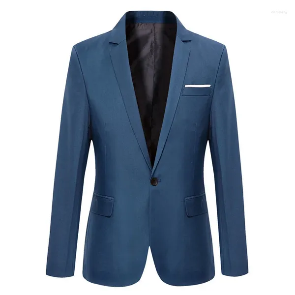 Costumes pour hommes Bleu Hommes Blazers Travail Bureau 2023 Tuxedos pour les occasions formelles Poches Manteau Mâle Personnalisé Business Slim