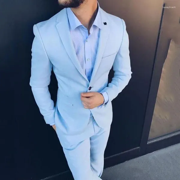 Trajes de hombre azul para hombre, pantalones de graduación para boda, esmoquin para padrinos de boda, chaqueta de novio Blazesr, 2 piezas, Terno Masculino personalizado