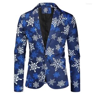 Herenpakken Blue Gedrukt Pak Jacket voor mannen om Kerstmode Casual kostuum te dragen Homme Red Black Blazer Masculino