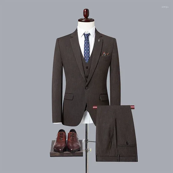 Costumes pour hommes Boutique (Blazer Gilet Pantalon) Mode Business Formel Style britannique rayé Gentleman Casual Mariage 3 pièces Ensemble M-7XL