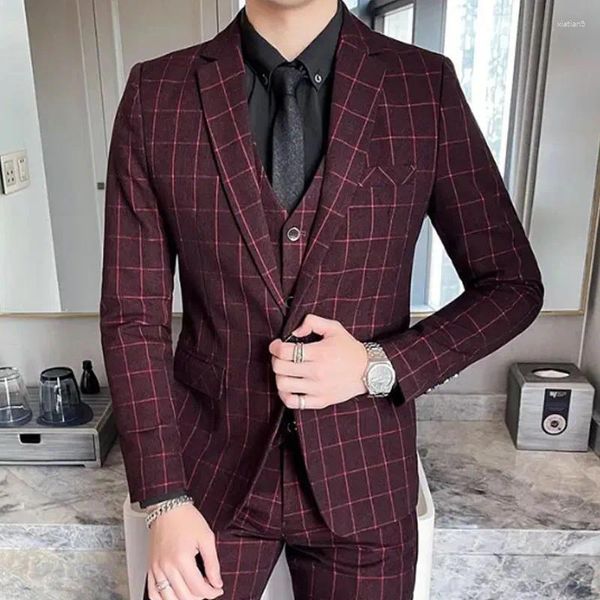 Trajes para hombre Boutique (Blazer chaleco pantalones) moda negocios variedad elegante vestido Formal informal traje coreano traje de tres piezas