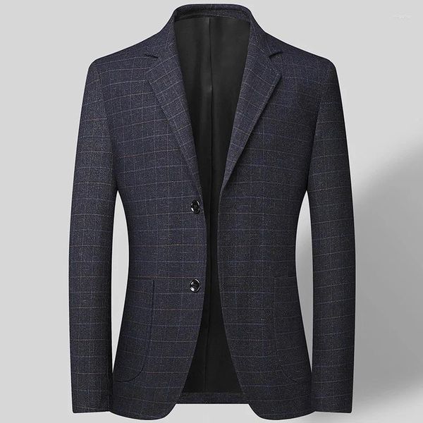 Trajes para Hombres Boutique Moda Negocios A Cuadros Casual Caballero Versión Coreana De Todo Estilo Británico Boda Elegante Anfitrión Blazer