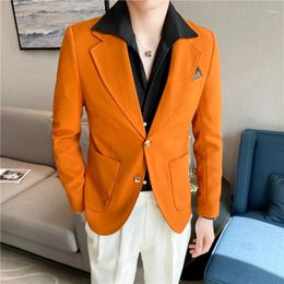 Costumes pour hommes Boutique Mode Casual Version coréenne Slim Gentleman Couleur unie Puffy Shuai Style britannique Officiant Blazer de mariage