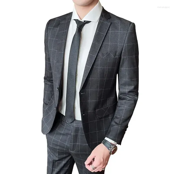 Trajes para hombre Boutique S-4XL (pantalones de traje) Moda de negocios Casual Caballero Cómodo estilo británico Decoración formal A cuadros