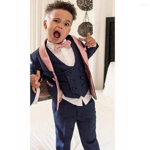Herenpakken Boy's 3 PCS Sets Shawl Lapel Tuxedos Slim Fit Bruidegom Prom Terno Kids Blazer Jacket Pant Vest Gentleman Performance Jurk