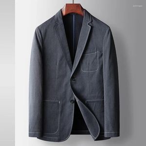 Costumes pour hommes garçons bleu grande taille veste de costume mince décontracté haute qualité Denim Blazer hommes bouton à manches longues manteau Streetwear 4xl