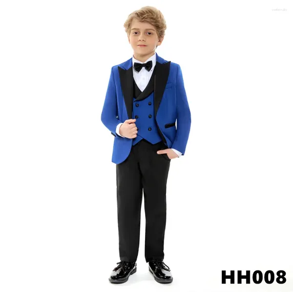 Costumes masculins Boys costume 4 pièces - pantalon de veste de smoking élégant et gilet pour la fête de fête événement formel fait à la main personnalisé