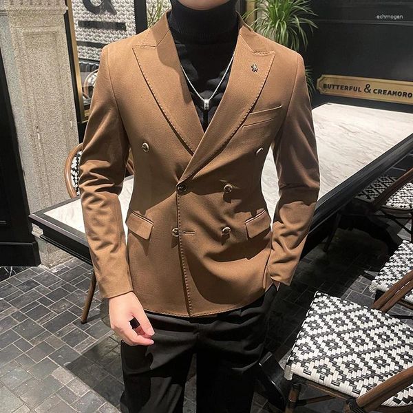 Costumes pour hommes Vêtements de marque Automne et hiver Blazers Costume d'affaires de haute qualité Jakcets / Mâle Slim Fit Robe de café Tuxedo Blazer Homme