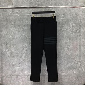 Trajes de hombre Marca de alta calidad Traje de hombre Pantalones Otoño Invierno Moda Pantalones Negro Cachemira Lana Franela Rayas