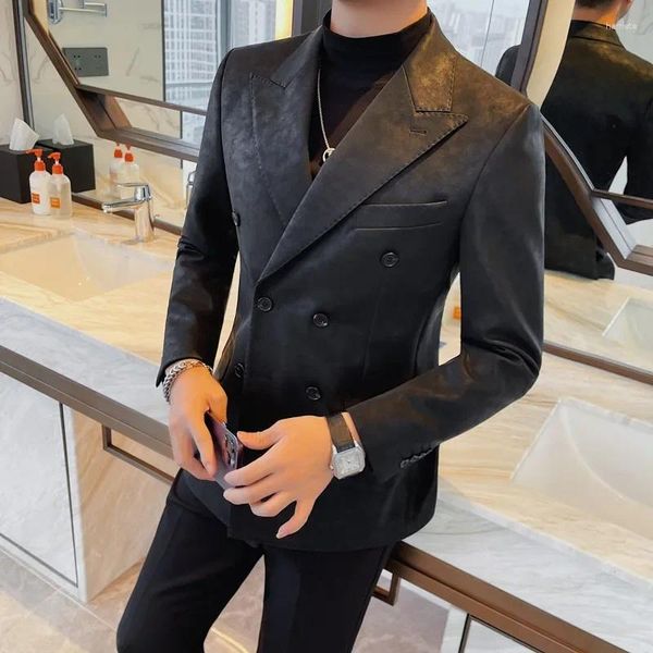 Trajes para hombres Chaqueta de traje de alta calidad de marca para hombres Blazers de negocios casuales de doble botonadura Masculino Banquete de boda Vestido de fiesta Abrigo 2023