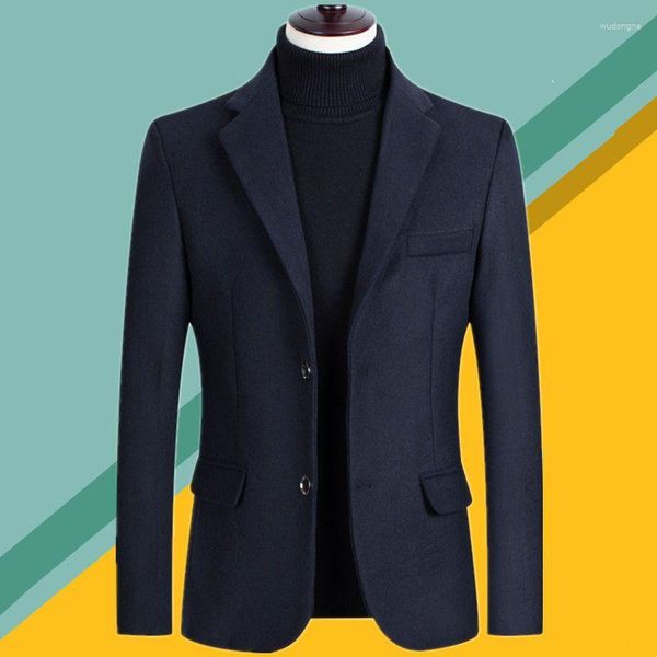 Trajes de marca para hombre, Blazers informales para hombre, chaqueta de traje ajustada a la moda de otoño y primavera, chaqueta de Color sólido para hombre, ropa masculina de dos botones D97