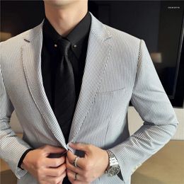 Costumes pour hommes Modèle de texture de marque Blazers Fashion Slim Casual Business Dress costume veste Social Party Coats Tops Men Vêtements