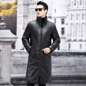 Herenpakken Merk Winter Koreaanse Plus Size Schapenvacht Jassen Mannelijke Lange Lederen Kleding Warme Witte Eendendons Uitloper Mode jassen