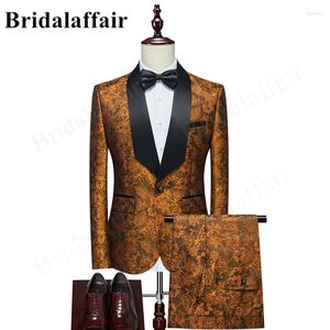 Herenpakken Bridalaffair 2023 Dirty Orange Suit Zakelijk Casual trouwkleding voor mannelijke man blazer bruidegom slijtage Tuxedo Slim Fit kostuum