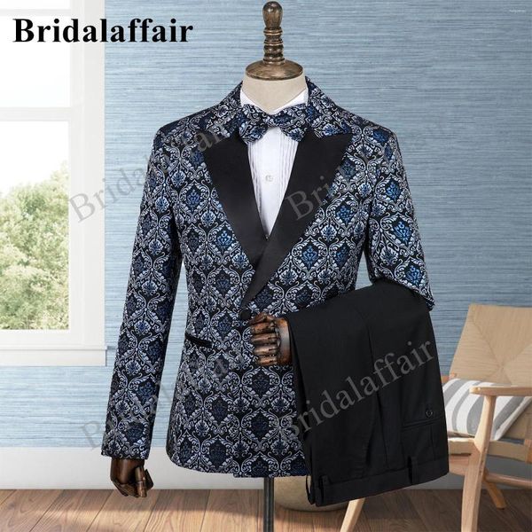 Trajes para hombre, traje nupcial, estilo clásico, patrón de tela, corte entallado, lo último en ropa ajustada hecha a medida para hombre, conjunto de 3 piezas para boda para hombre