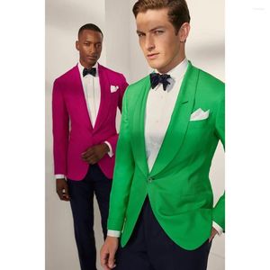 Herenpakken Bright kleurrijke mannen met één borsten passen twee stukken (jas zwarte broek) Rapel Outfits Chic Casual Party Prom Wedding Set