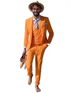 Costumes pour hommes Veste de costume de couleur vive et pantalon de gilet de châle revers smoking 3 pièces pour bal formel