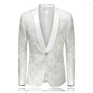 Costumes pour hommes Style britannique luxe blanc Jacquard Blazer Hombre hommes robe marié costume de mariage Jaquetas Homens Terno Americana