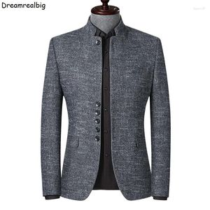 Trajes para hombres de estilo británico Men stand Collar Grey Suit Jacket 2024 Spring Outumn Business Casual Mens Gray Blazers fácil