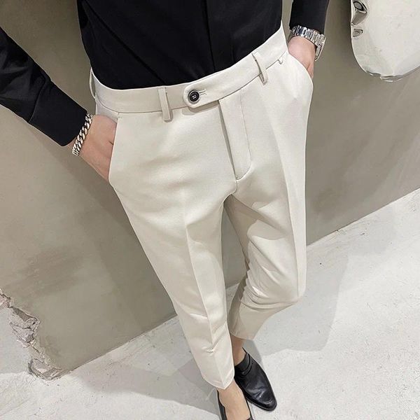 Trajes para hombres Pantalón de estilo británico Primavera Otoño Traje sólido Pantalones Ropa 2023 Ropa formal de negocios Pantalones de oficina ajustados C98